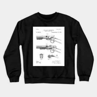 Browning Breach Rifle Patent - Gun Lover Gunsmith Art - White Crewneck Sweatshirt